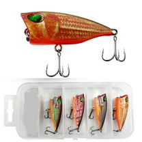 SIEYIO 5 Pcs Topwater Fishing Lures with Hooks Artificial Hard Baits Floating Lures Popper Wobbler for Freshwater Saltwater