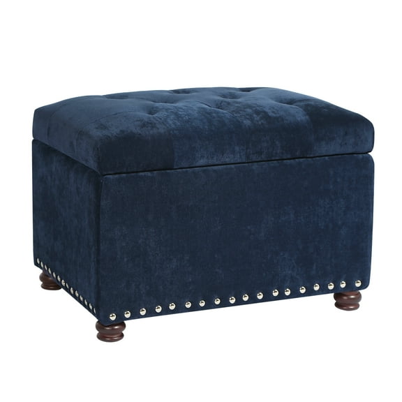 Adeco Trading Accents Rectangular Tufted Storage Ottoman