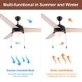 thumbnail image 6 of 52" Contemporary Indoor Ceiling Fan with LED Light, Reversible AC Motor, Pull Chain and Remote Control, Walnut/Oak Reversible Blades and Matt Black Finish, 6 of 8