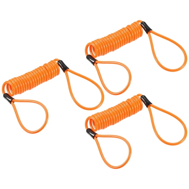 Unique Bargains Security Steel Cable 3.5mm x 1.5m/4.92ft Coated Spring Luggage Lock Wire Rope with Double Loop Orange 3 Pack