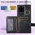 thumbnail image 3 of Phone Case for Samsung Galaxy S20 Ultra 5G Wallet Cover with Screen Protector and Ring Stand Credit Card Holder Slot Crossbody Strap Cell S20ultra 20S S 20 A20 S2O 20ultra G5 Women Girls Men Black, 3 of 13