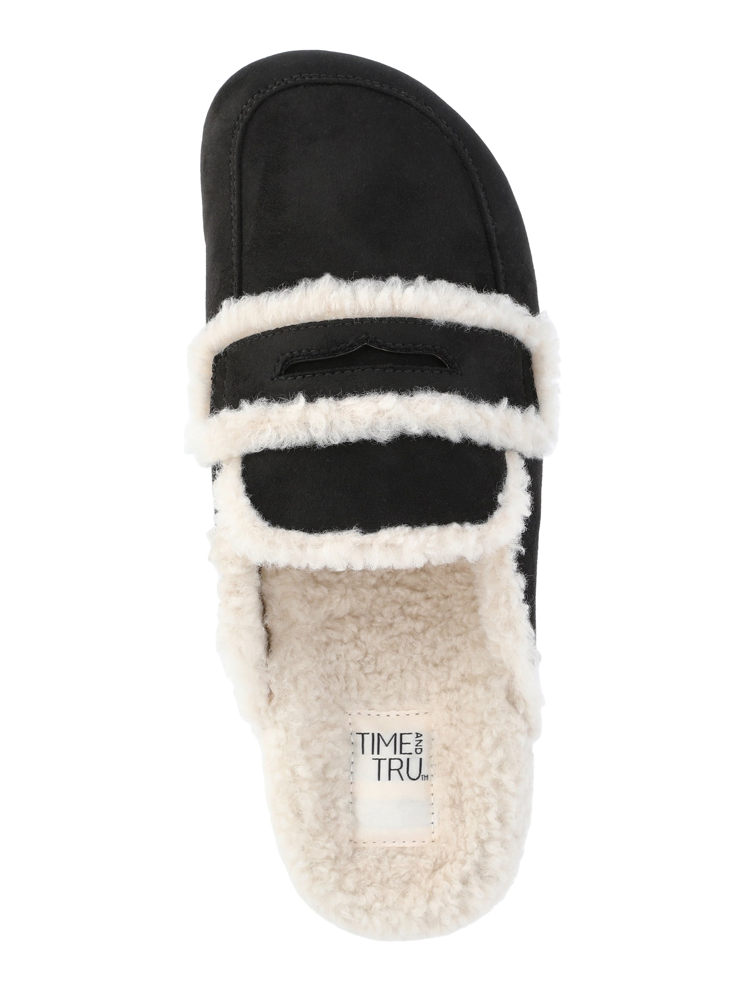 Time and Tru Women's Faux Shearling Slide On Loafers