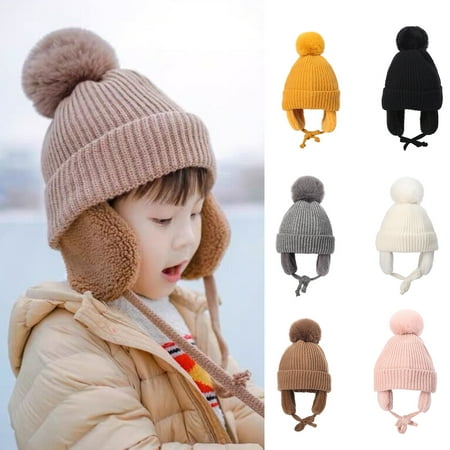 

Naturegr Toddler Hat Washable Solid Color Ear Cover Design Friendly to Skin Fade-Resistant Keep Warm Cashmere Windproof Baby Girl Winter Warm Hat Decoration for Travel