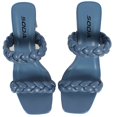 thumbnail image 4 of Soda Women's Braided Open Toe Double Strap Heels, Blue,  6 M US, 4 of 5