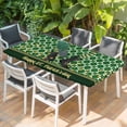 thumbnail image 2 of Happy St. Patrick's Table Cloths for 4 Foot Rectangle Tables, Cute Legs Coin Green Shamrock Leaves Patio Waterproof Elastic Fitted Tablecloths, Washable Rectangular Table Cover for Camping, 2 of 8