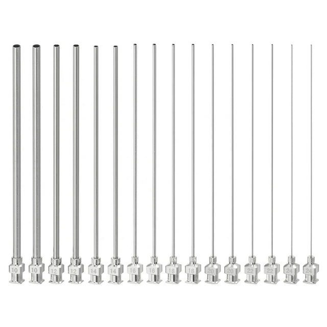 16 Pcs Different Gauge 4 Inch Blunt Tip Dispensing Needle for Adhesive Refilling Liquid Inks