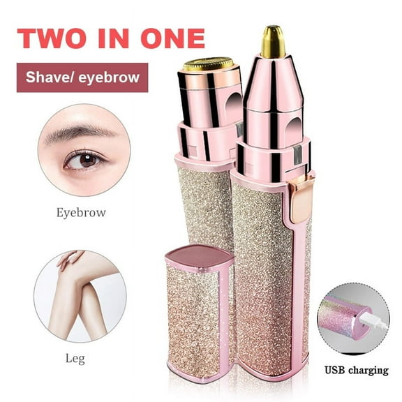 OUSITAI Eyebrow Trimmer for Women Electric Hair Remover 2 in 1 Rechargeable Trimming Epilator Kit Lady Razor Tool Painless Hair Groomer for Eyebrow Lips Facial Hair with LED Light