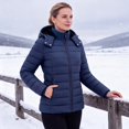 thumbnail image 5 of Women's Hooded Puffer Jacket Lightweight Warm Puffy Quilted Winter Coat Waterpoof Jackets for Cold Weather, Navy XL, 5 of 8