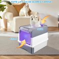 thumbnail image 4 of Caja de Arena para Gatos Plegable,Arenero para Gato Cerrada con Tapa, Plegable, 14 * 19 * 14 in, Material PP, Equipada con luz Ultravioleta y Pala para Arena,Desodorizante Limpieza(Gris), 4 of 8