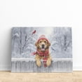 thumbnail image 3 of Playful Chesapeake Bay Retriever Welcomes Winter Snowy Day with Cardinal Bird Horizontal Matte Canvas Poster Chessie Dog Lover Wall Art Home Decor - 2017, 3 of 5