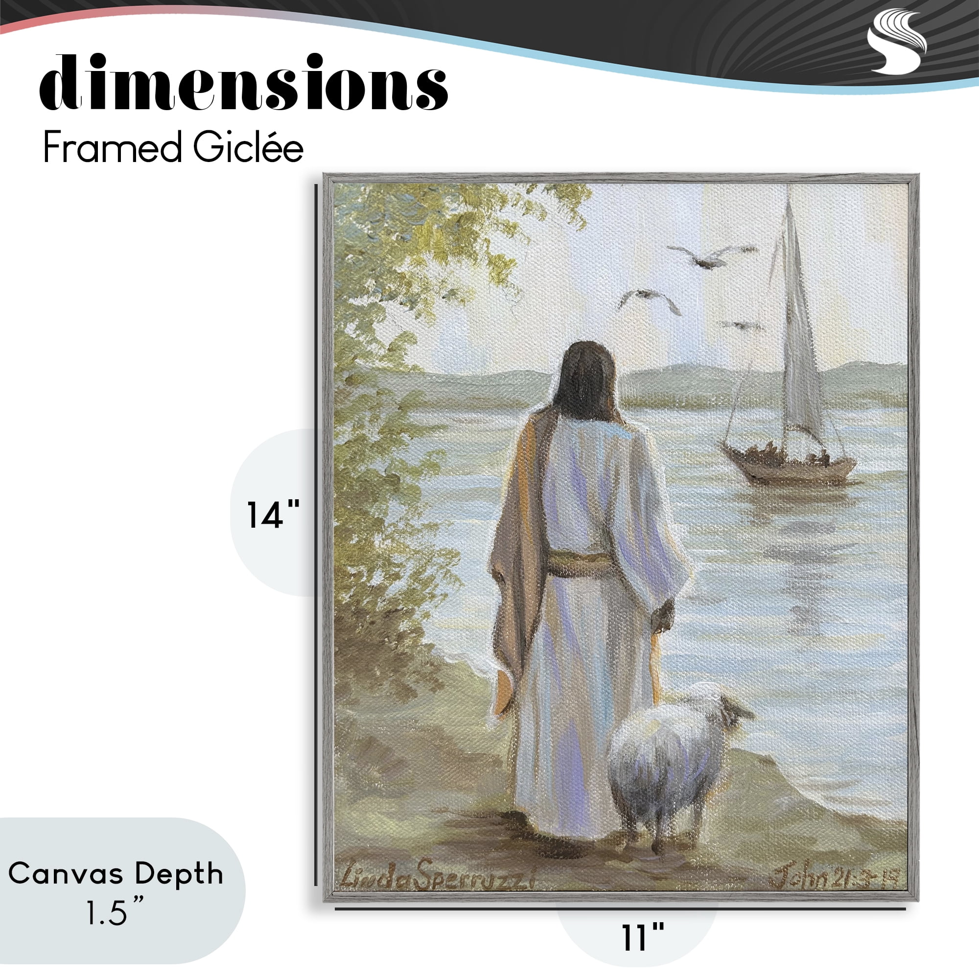 Stupell Industries Jesus Waiting Ashore Gray Framed Giclee Art, design by Linda Sperruzzi