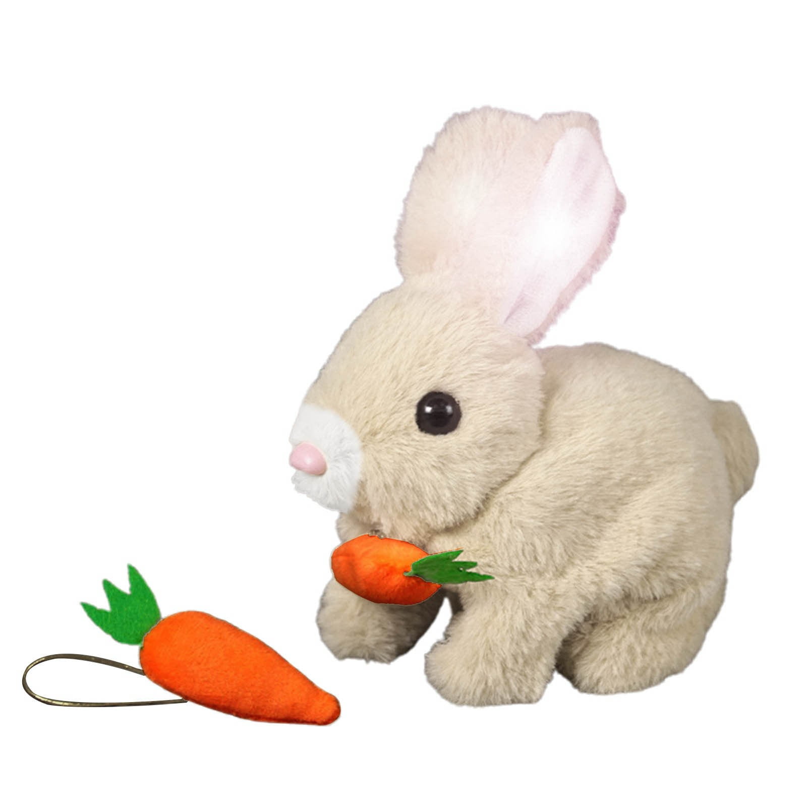 Realistic Rabbit Plush Toy Handmade Easter Bunny with Jumping Twitching Moving Ears, Lifelike Animal Stuffed Rabbit for Easter Basket Stuffers Spring Decor Home Decorations