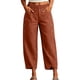 thumbnail image 2 of Neewe Womens High Waist Pants Wide Leg Ankle Casual Button Waist Vacation with Pockets Daily Outfits, 2 of 6
