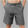 thumbnail image 2 of Busydd Mens Shorts S-3XL Summer Elastic Waist Gym Shorts Casual Solid Color Drawstring Biker Shorts Knee Length Workout Athletic Shorts with Pockets, 2 of 8