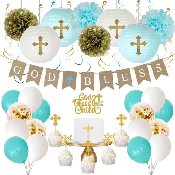 Baptism Decorations for Boys, First Communion Decorations, Christening Decor 1St