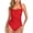 #148-Red, variant on Warop One-Piece Swimsuit for Women, Solid Color Ruffled with Padded Bra, Sexy Back Tie Backless for Beach and Pool