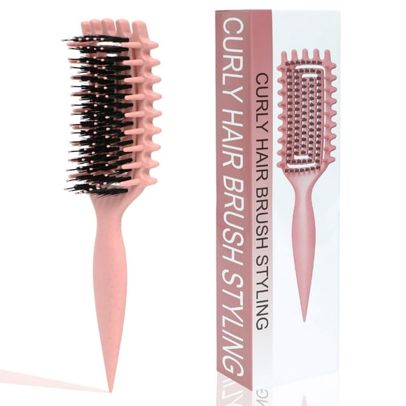 Curly Hair Brush Styling Curl Defining Brush for Women Edge Define Lift Curling Brush for Curly Hair Effortlessly Defined Curls and Reduces Frizz (Rose Pink)