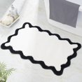 thumbnail image 1 of Alfombra de baño DyeFury Luxury Cute de color blanco con borde negro festoneado, 1 of 5
