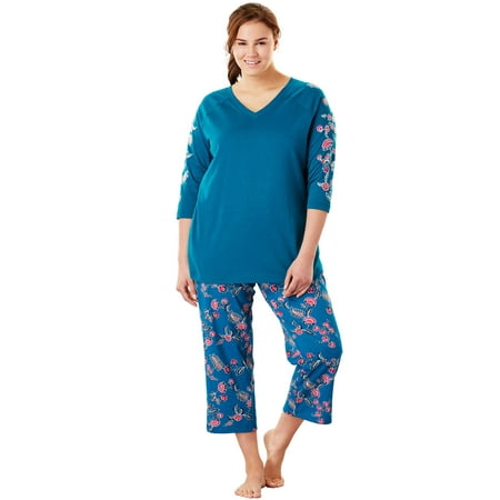 Dot Capri Pajama - Dreams & Co. Plus Size Print Capri Pj Set