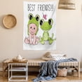 thumbnail image 2 of Animal Tapestry, Cute Cartoon Baby in Froggy Hat and Frog Best Friends Love Theme Graphic, Wall Hanging for Bedroom Living Room Dorm Decor, 60W X 80L Inches, Cream White Green, by Ambesonne, 2 of 5