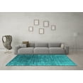 thumbnail image 3 of Ahgly Company Machine Washable Indoor Rectangle Oriental Turquoise Blue Industrial Area Rugs, 5' x 7', 3 of 4
