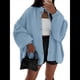 thumbnail image 3 of Cárdigan de Invierno con Botones para Mujer, Cuello Alto, Larga, Punto Grueso, Abrigo Azul M, 3 of 7