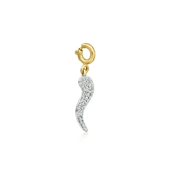 Ross-Simons 0.10 ct. t.w. Diamond Italian Horn Charm in 18kt Gold Over Sterling, Women's, Adult
