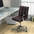 thumbnail image 3 of Yaheetech Height Adjustable Office Chair Mid Back PU Leather 360° Swivel Large Seat Stylish Office Chair on Wheels with Armrests, Brown, 3 of 9