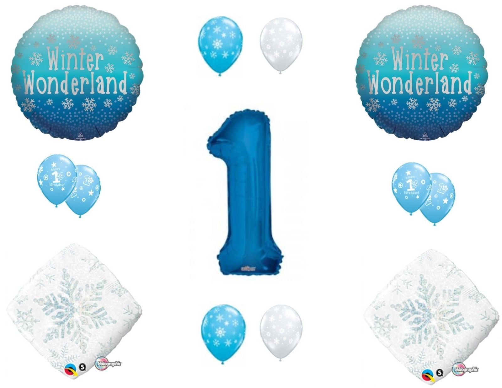 New Winter Wonderland 1st First Birthday Party Balloons