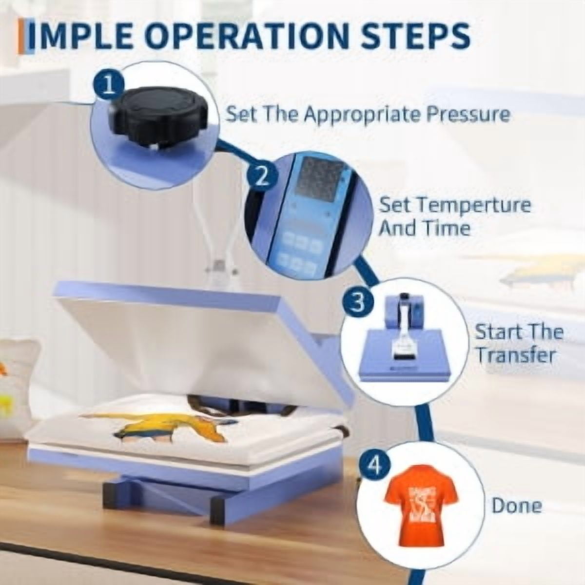 Juiluna 16x24 Heat Press, Digital Professional Sublimation Machine, Fast Heating, Industrial Quality with Adjustable Pressure Industrial Digital Heat Press Machine Sublimation for T-Shirt, Blue