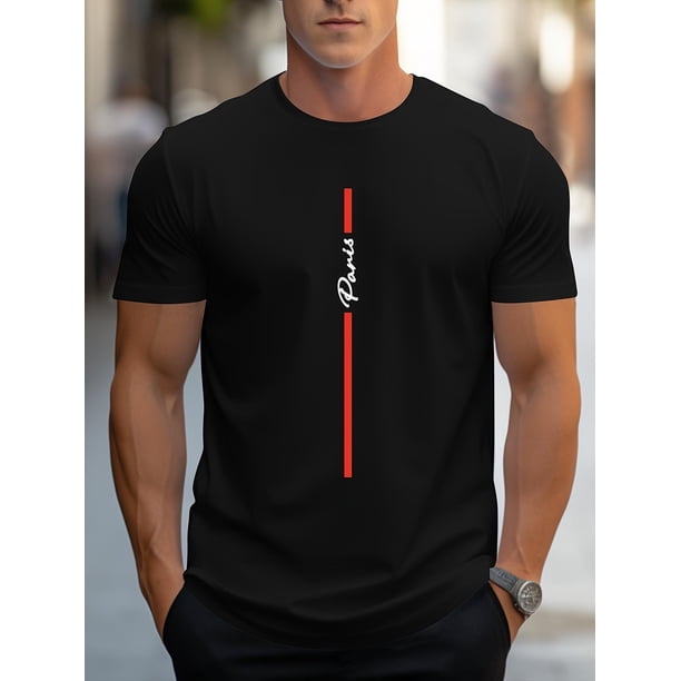 Paris Graphic Print Men's Creative Top, Casual Short Sleeve Crew Neck T-shirt, Men's Clothing For Summer Outdoor Tee For Adult, Men, Women, Teen, Teenager, Adolescent,Youth