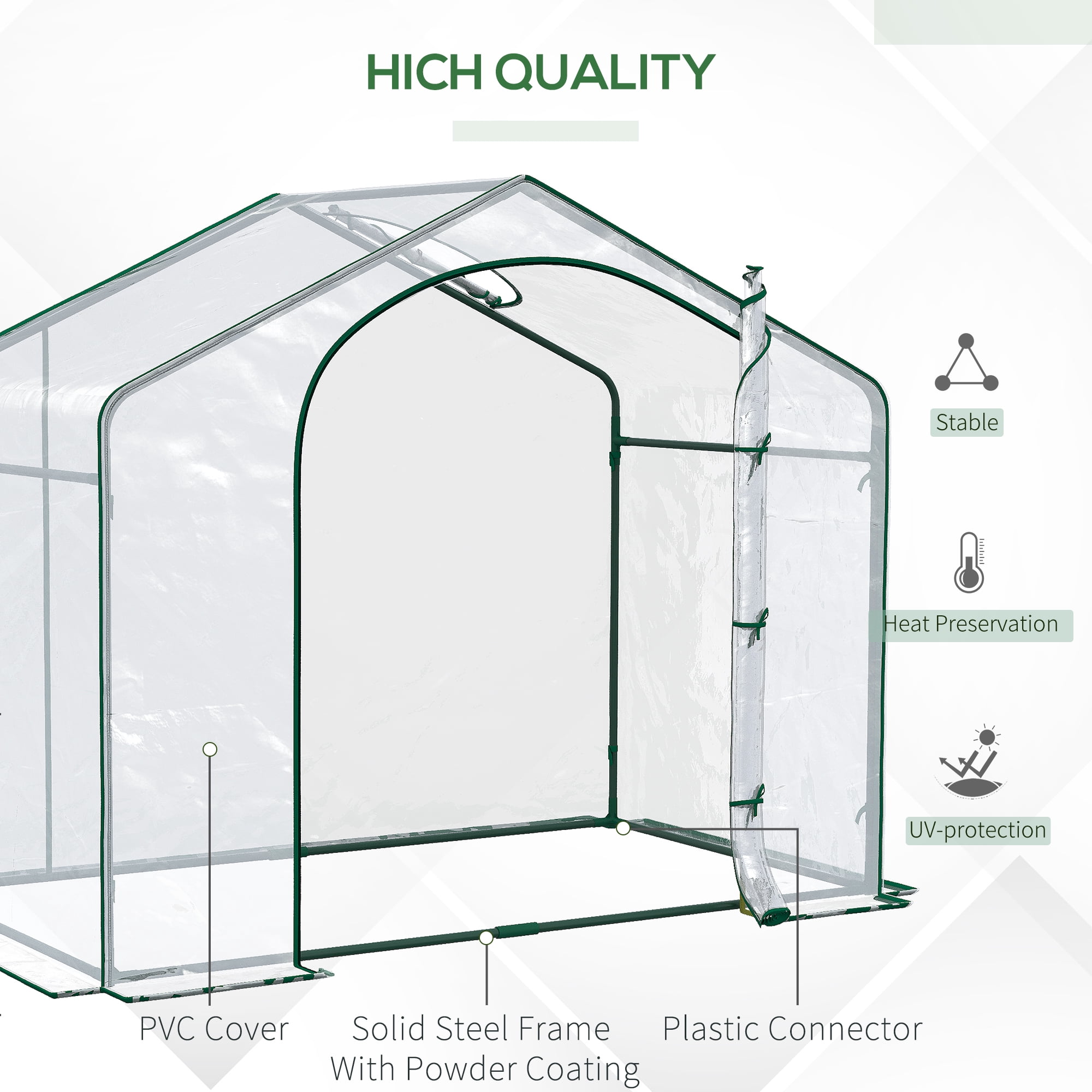 Outsunny 71.75" x 39.25" x 59.75" Portable Walk-in Greenhouse, PVC Cover, Steel Frame Garden Hot House, Zipper Door, Top Vent, Clear