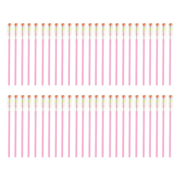 Unique Bargains 50 Pcs Disposable Colorful Eyelash Brush for Bathroom Pink Plastic Nylon