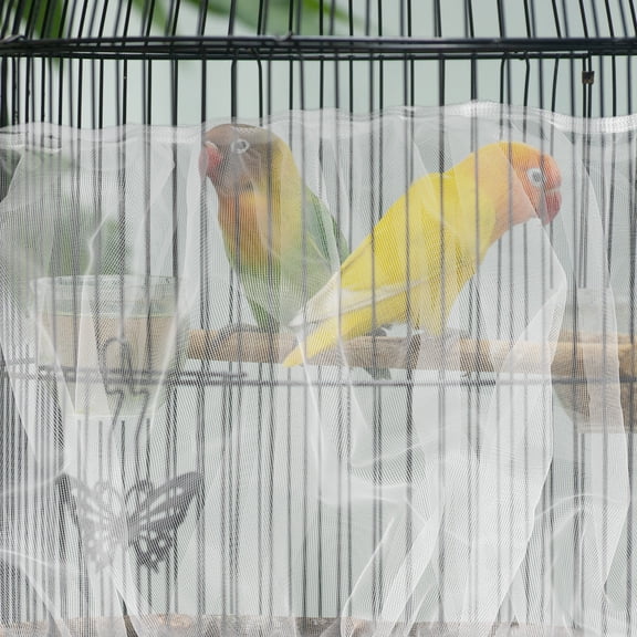 LOLIPPYY 2-Pack White Breathable Bird Cage Screen Covers Mesh for Seed Catching and Dust