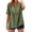 04# Army Green, variant on Qwertyu Women's Linen Tops Casual Floral Boho V Neck Puff Short Sleeve Button Down Shirts Embroidered Blouses Tunic Navy M