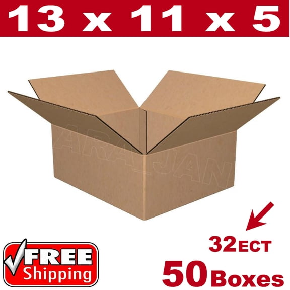 50 - 13x11x5 Cardboard Boxes Mailing Packing Shipping Box Corrugated Carton