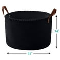 thumbnail image 5 of XLarge Round Cotton Rope Storage Basket Bin Organizer Laundry Hamper with Leather Handles, 21 x 21 x 14, Extra Large Blanket Woven Toy Basket for Baby Nursery - Black, 5 of 5