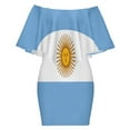 thumbnail image 6 of Argentina Flag Women's Off The Shoulder Ruffles Summer Wedding Guest Loose Casual Party Beach Dress, 6 of 9