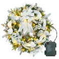 thumbnail image 2 of 30-Inch Pre-Lit Christmas Wreath – Battery Operated Artificial Holiday Wreath with 40 LED Lights, Red & Gold Ornaments, Pine Cones, Berries & Bow for Indoor & Outdoor Décor, 2 of 7