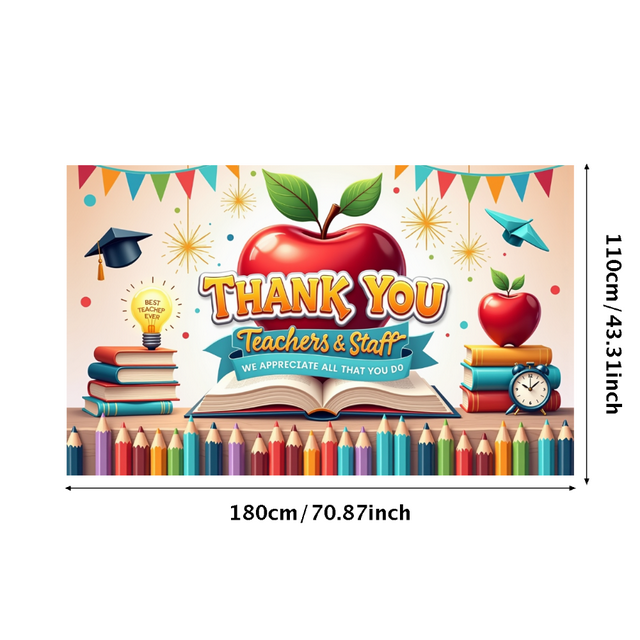 Decorative Design Thank You Banner Educational Theme Appreciation Banner for School Office Party Teacher Ceremony