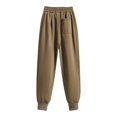 thumbnail image 6 of safuny Clearance Women's Thicken Jogger Cuff Pants Solid High Elastic Waist Clothing Running Gym Sports Retro Summer Comfy Trousers Fashion Coffee XXL, 6 of 8