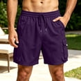 thumbnail image 2 of Sentmoon Cargo Short Men Men Running Shorts Drawstring Elastic Waist Solid Color Gym Shorts Pack Beach for Work and Smart Casual S-3XL, 2 of 8
