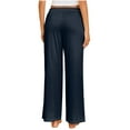 thumbnail image 4 of SELONE Navy Womens Pants Wide Leg Mid Waist Plus Size Lounge Pants Wide Leg Cropped Trouser Pants Loose Casual Long Beach Pants Pull on Solid Lightweight Comfy 5XL Tall Breathable Summer Clothes, 4 of 7