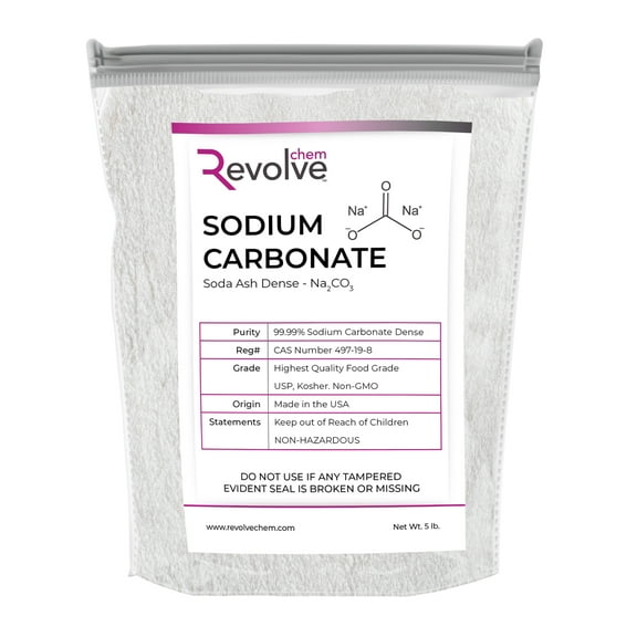 Soda Ash Dense 5 lbs. Pure 99.99% Sodium Carbonate USP Grade, Kosher, Non-GMO, Multi-Use