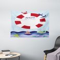 thumbnail image 1 of Ahoy Its a Boy Tapestry, Announcement Card Inspired Composition Maritime Funny Sea Animals Theme, Wall Hanging for Bedroom Living Room Dorm Decor, 60W X 40L Inches, Multicolor, by Ambesonne, 1 of 2
