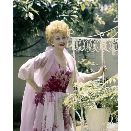 Lucille Ball candid smiling pose in her back yard c.1960 16x20 inch photo