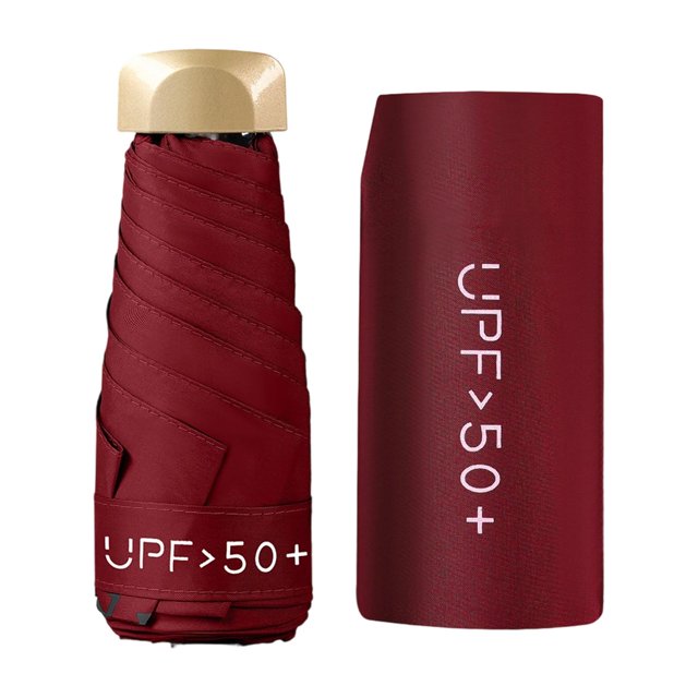 Paraguas de viaje simple, resistente y resistente al viento para hombres y mujeres, paraguas pequeño plegable. Rojo oscuro