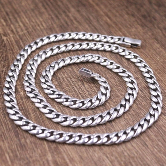 HOOUN Real 925 Sterling Silver Chain Men Women 6mm Cuban Curb Link Necklace 44-45g
