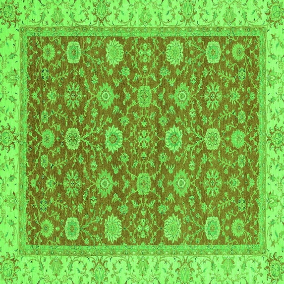 Ahgly Company Indoor Square Oriental Green Traditional Area Rugs, 5' Square