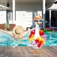 thumbnail image 7 of Summer Porch Goose Outfits for Plastic Goose 23/17'' Lawn Patio Statue Clothes Straw Hat and Hawaiian Lei Costume 23inch Porch Goose Accessories for Luau Party Outdoor Garden Yard Decor (Colorful), 7 of 7